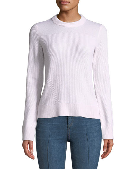 Rag & Bone Long Sleeve Rib-Knit Cropped Cashmere Sweater - /White - S