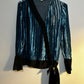 Diane Von Furstenberg Long Sleeve Crossover Striped Velvet Blouse - Stripes - Blue Multi - XS