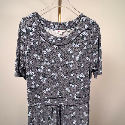 Boden Short Sleeve Printed Jersey Midi Dress Floral Blue Multi/Navy/Heron Blue Daisy/Size 10