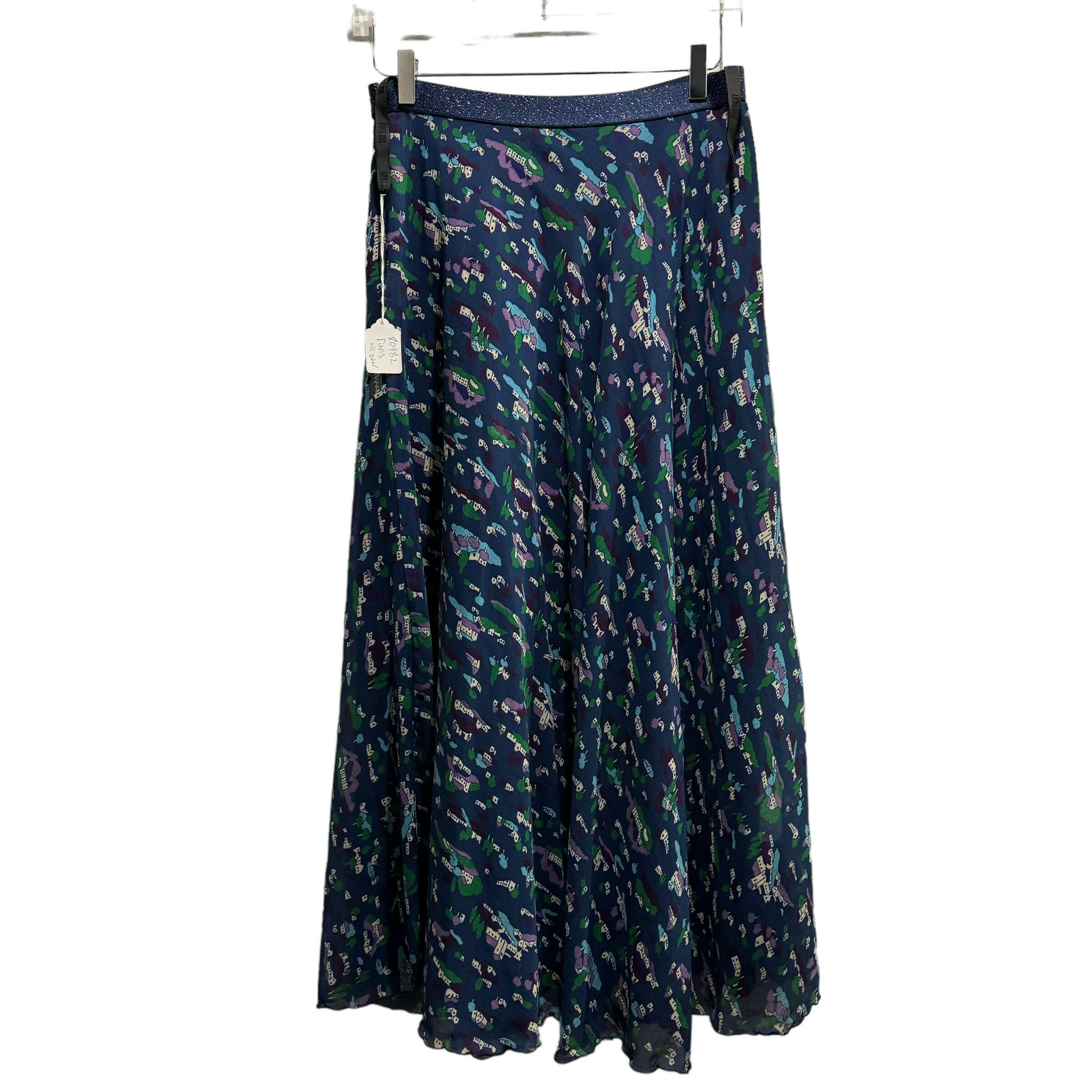 Anna Sui Maxi Skirt - Abstract - Blue Multi/Azure Multi - S