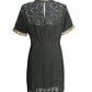 Samshek Short Sleeve Gold Ruffle Lace Overlay Dress Floral Black Multi size 8