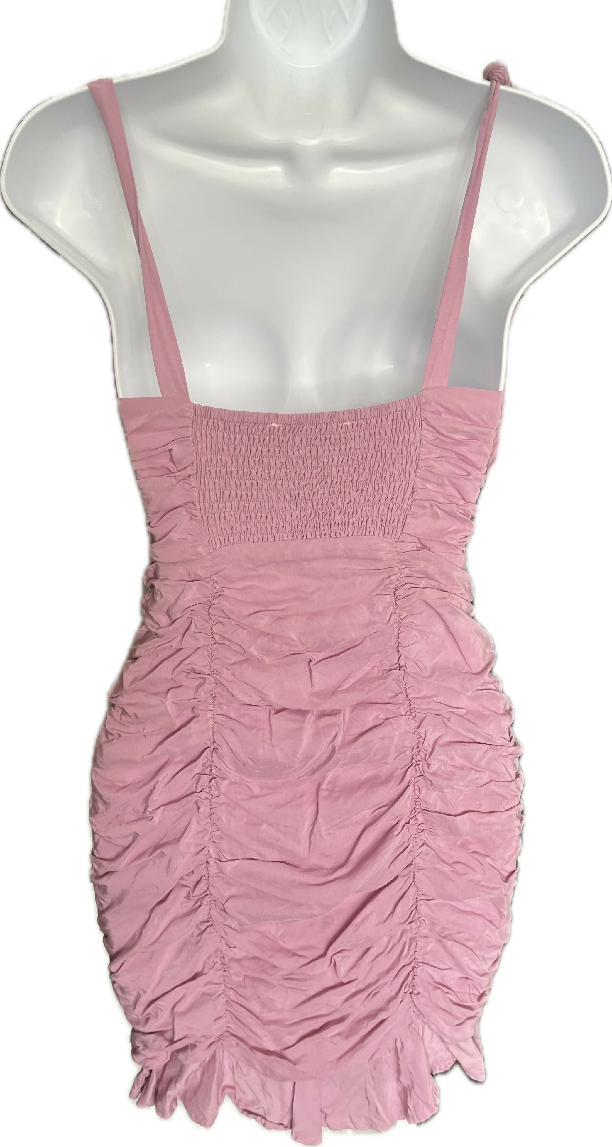 ASTR the Label AIKO RUCHED MINI DRESS tie straps Pink XS