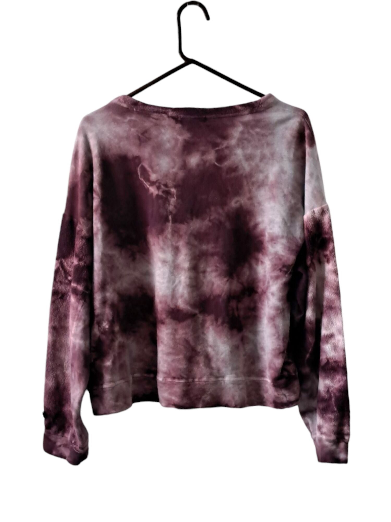 Michael Stars Ezra Cropped Pullover-Tie Dye-Purple/Multi Eggplant Size Medium