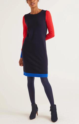 Boden Wool Blend Colorblock Sweater Dress - /Navy Multi - 6