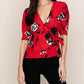 Yumi Kim Half Sleeve Paige Wrap Blouse - Floral - Red Multi/Floral Tango Red-L