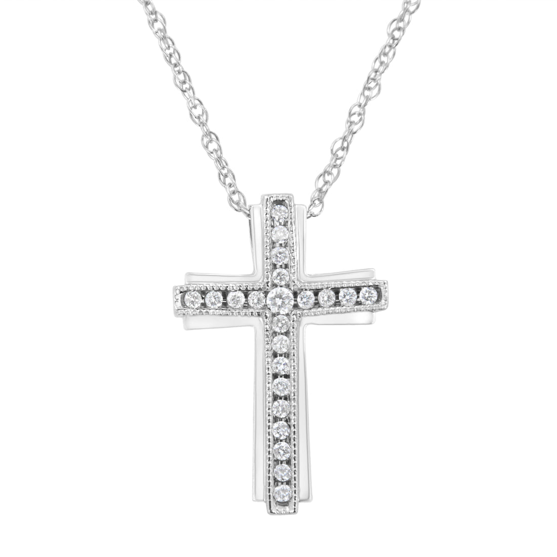 Haus of Brilliance .925 Sterling Silver 1/4 cttw Lab Grown Diamond Cross Pendant Necklace (F-G Color, VS2-SI1 Clarity)