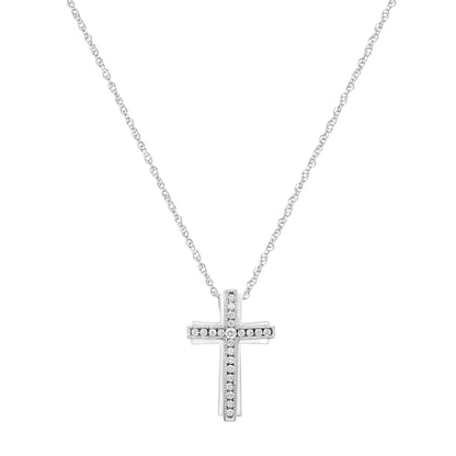 Haus of Brilliance .925 Sterling Silver 1/4 cttw Lab Grown Diamond Cross Pendant Necklace (F-G Color, VS2-SI1 Clarity)