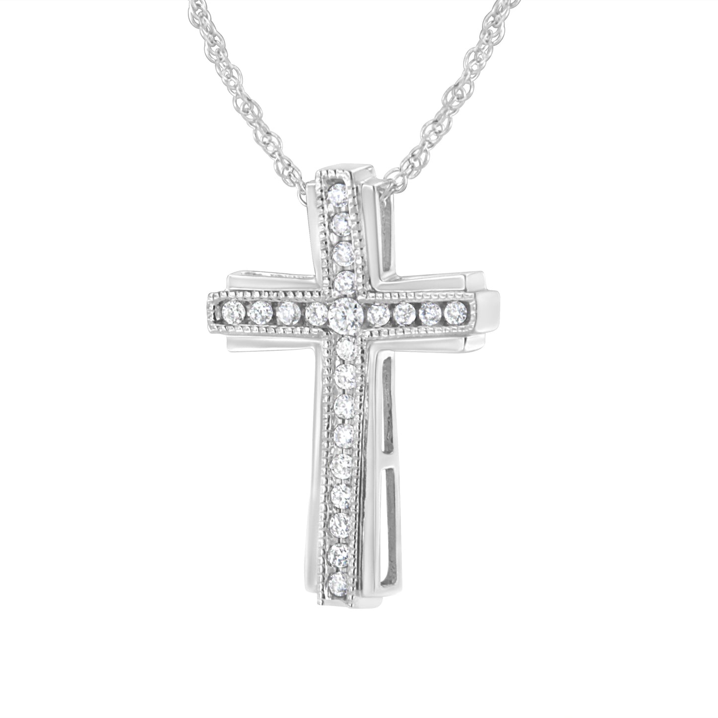 Haus of Brilliance .925 Sterling Silver 1/4 cttw Lab Grown Diamond Cross Pendant Necklace (F-G Color, VS2-SI1 Clarity)