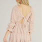 Lush Pink Floral Long Sleeve Tiered Mini dress / M