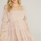 Lush Pink Floral Long Sleeve Tiered Mini dress / M