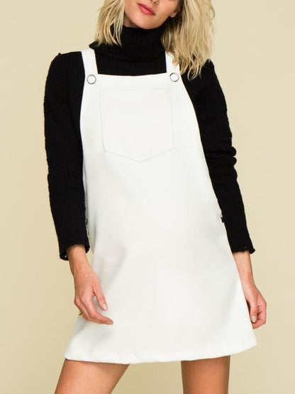 Reconnect Gretel Sleeveless Straight Neck Pinafore Maternity Dress - White - MM