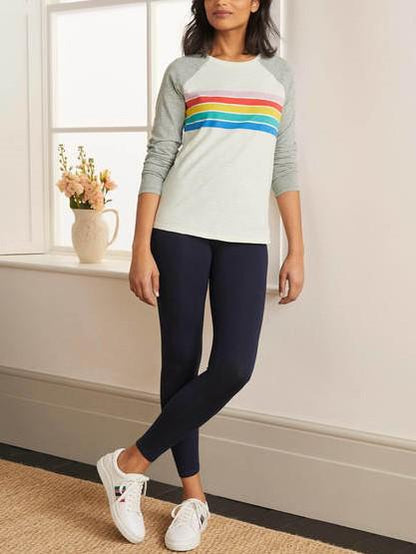 Boden Lorna Baseball Jersey Tee - Stripes - White Multi/Multi Placement Stripe