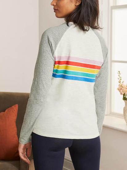 Boden Lorna Baseball Jersey Tee - Stripes - White Multi/Multi Placement Stripe