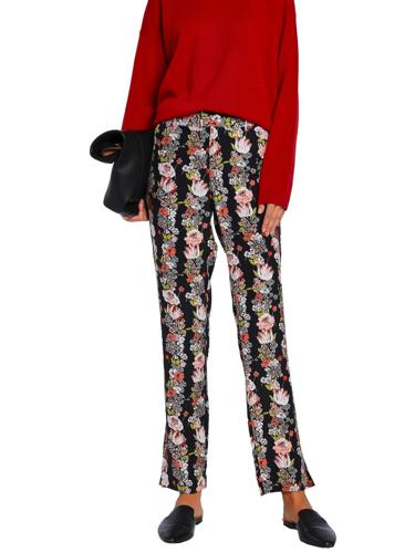 Equipment Floral Silk Trouser - Floral - Black Multi/Black - XS