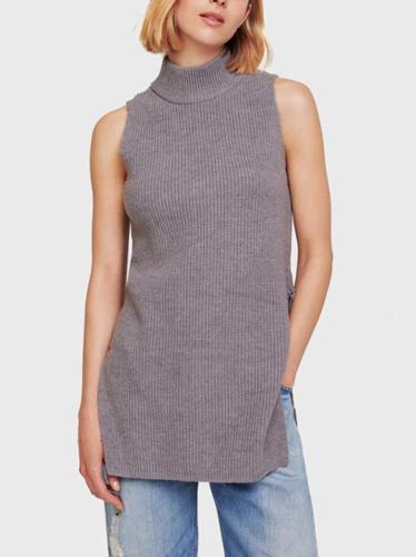 White + Warren Sleeveless Mock Neck Tunic - /Gray - S