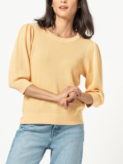 Lila P Puff Sleeve Yellow Sweater Lightweight Pullover XS