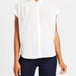 Brass Frill Collar Short Sleeve Top - White - S