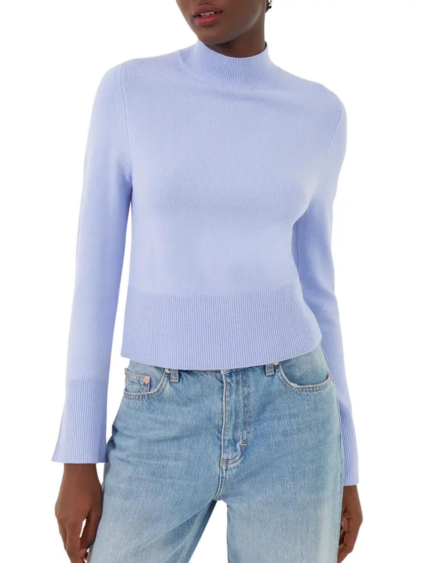 French Connection Babysoft Split Cuff Mock Neck Sweater - /Blue