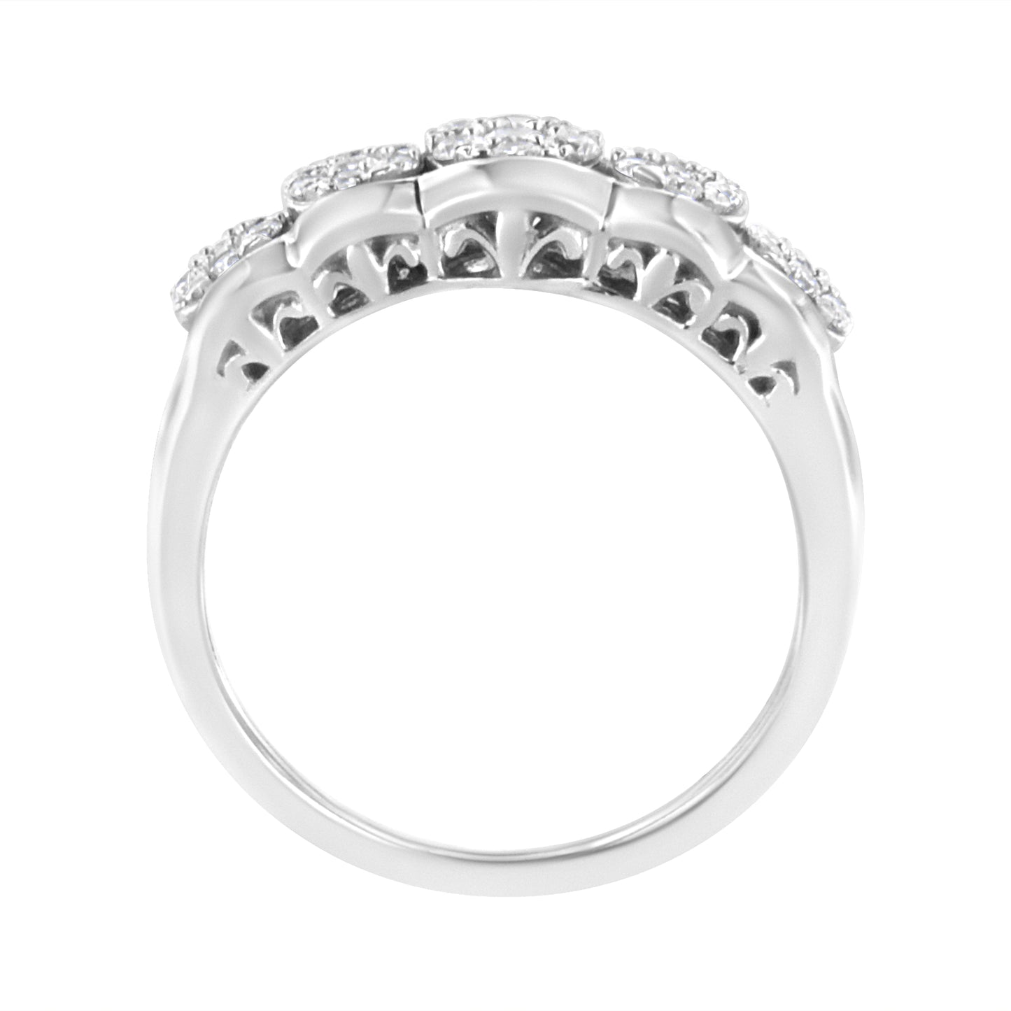 Haus of Brilliance .925 Sterling Silver 1/2 cttw Lab Grown Diamond 5 Flower Ring (F-G Color, VS2-SI1 Clarity) - Size 7