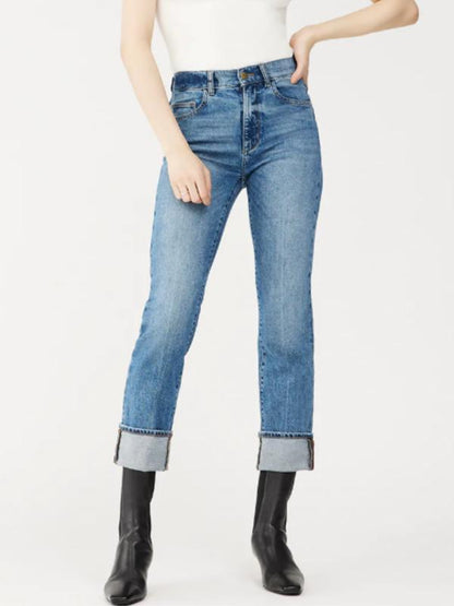 DL1961 Patti Straight Leg Cuffed Jeans - /Blue - 29/