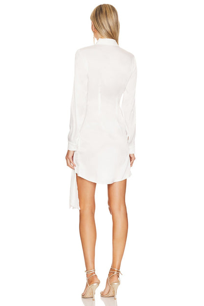 Superdown White Linen Straight Wrap Mini
