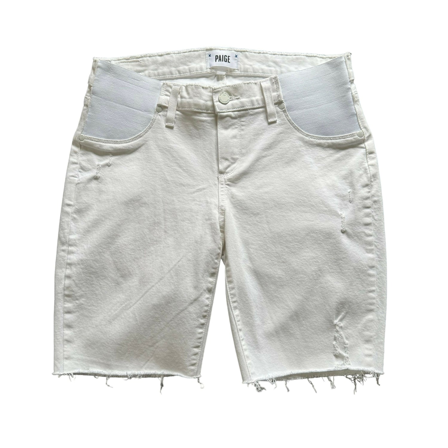 Paige Maternity Cropped Distressed Raw Hem shorts - /White - 28M