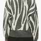 Michael Stars Maddie Jacquard Sweater - Animal - Gray Multi/Charcoal Combo - S