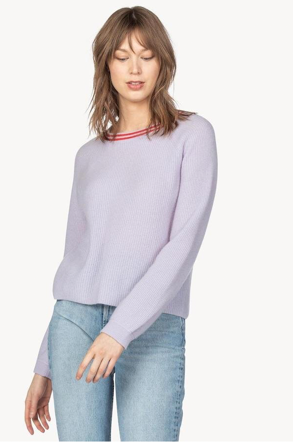 Lilla P Ribbed Crewneck Cashmere Sweater - /Purple - M