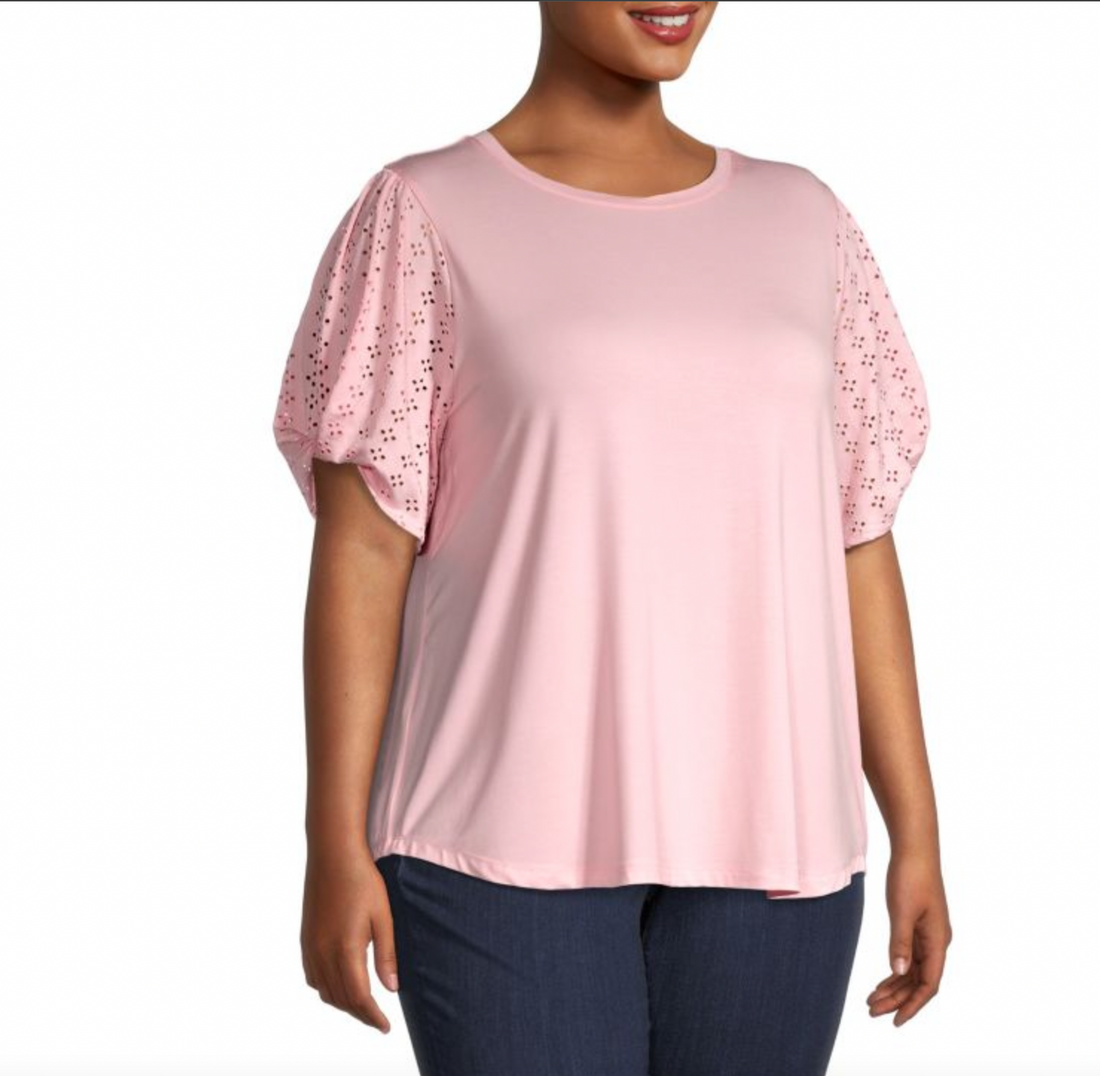 COOPER &amp; ELLA Plus Eyelet-Sleeves Top