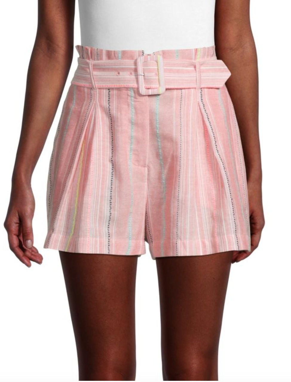 Parker Carlo Paperbag Shorts - Stripes - Pink Multi/Sunset Stripe