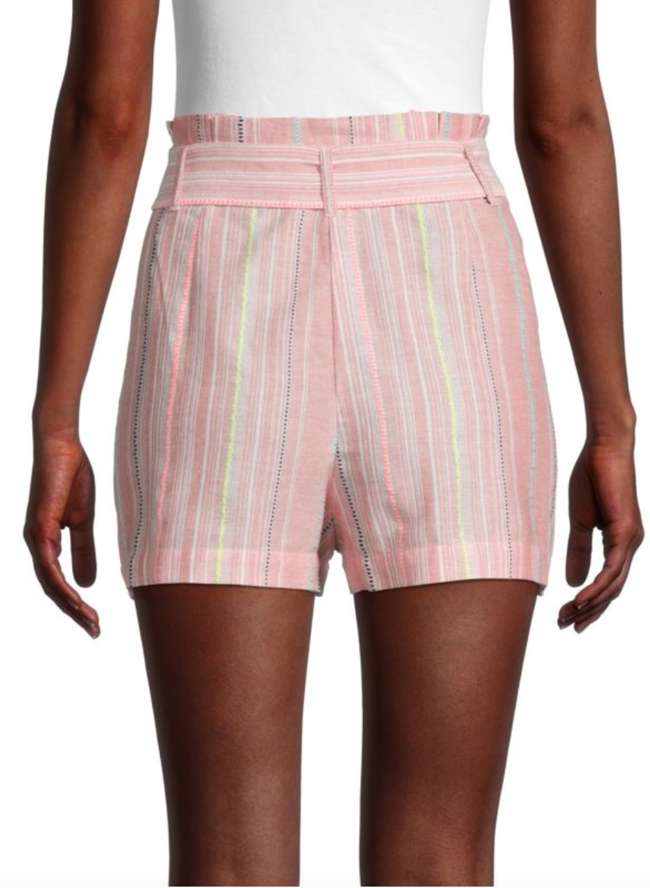 Parker Carlo Paperbag Shorts - Stripes - Pink Multi/Sunset Stripe