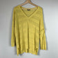 Lilla P Relaxed V-Neck Tunic Sweater - Stripes - Yellow- L