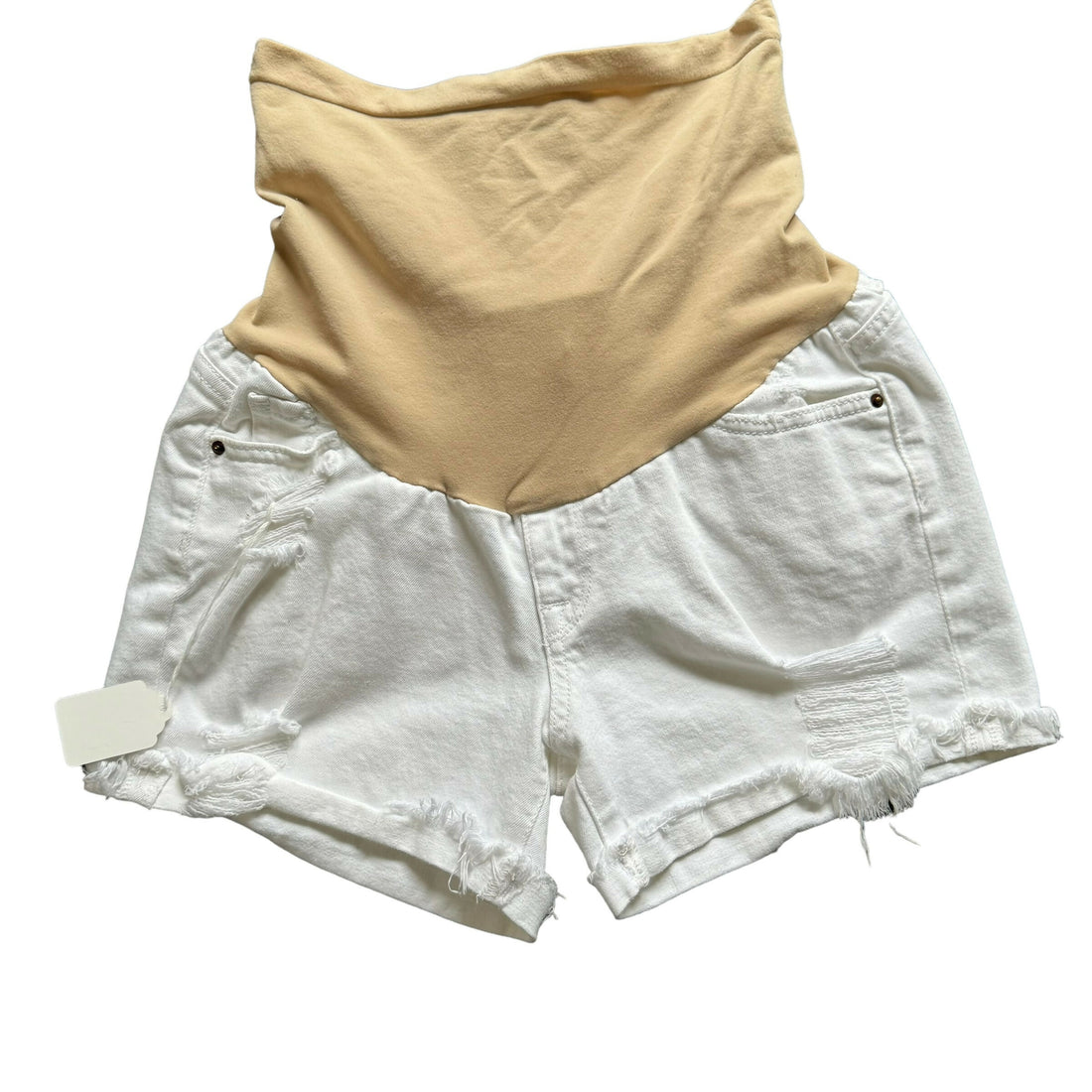 DL1961 Maternity Rolled-Hem Denim Shorts - White - 27M