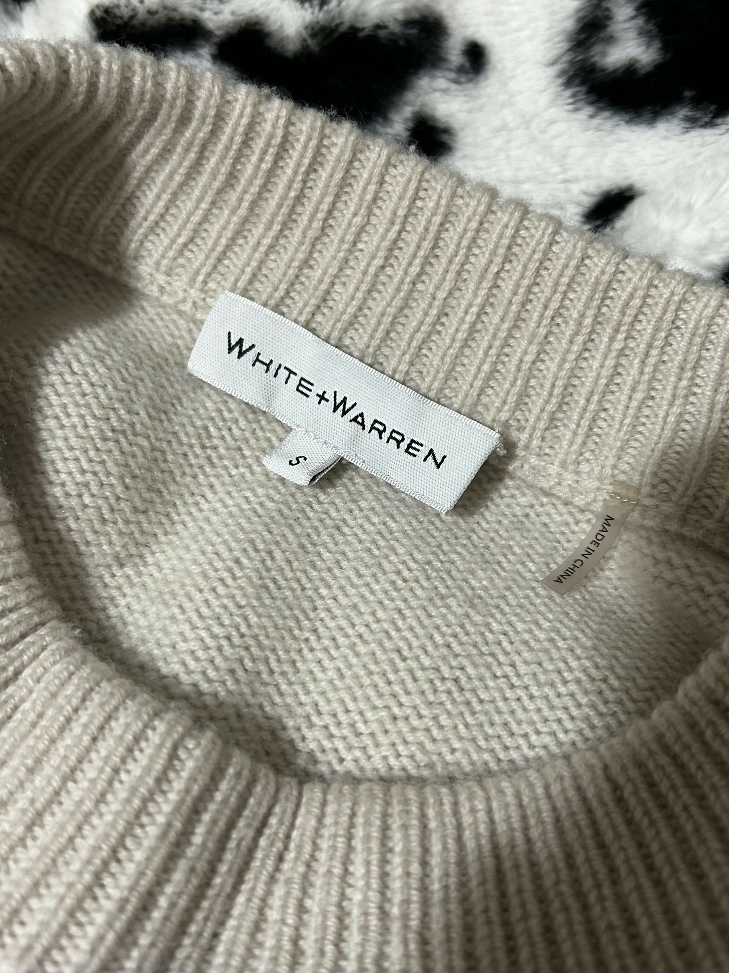 White + Warren Cashmere Blend Cozy Crewneck - /Beige - S