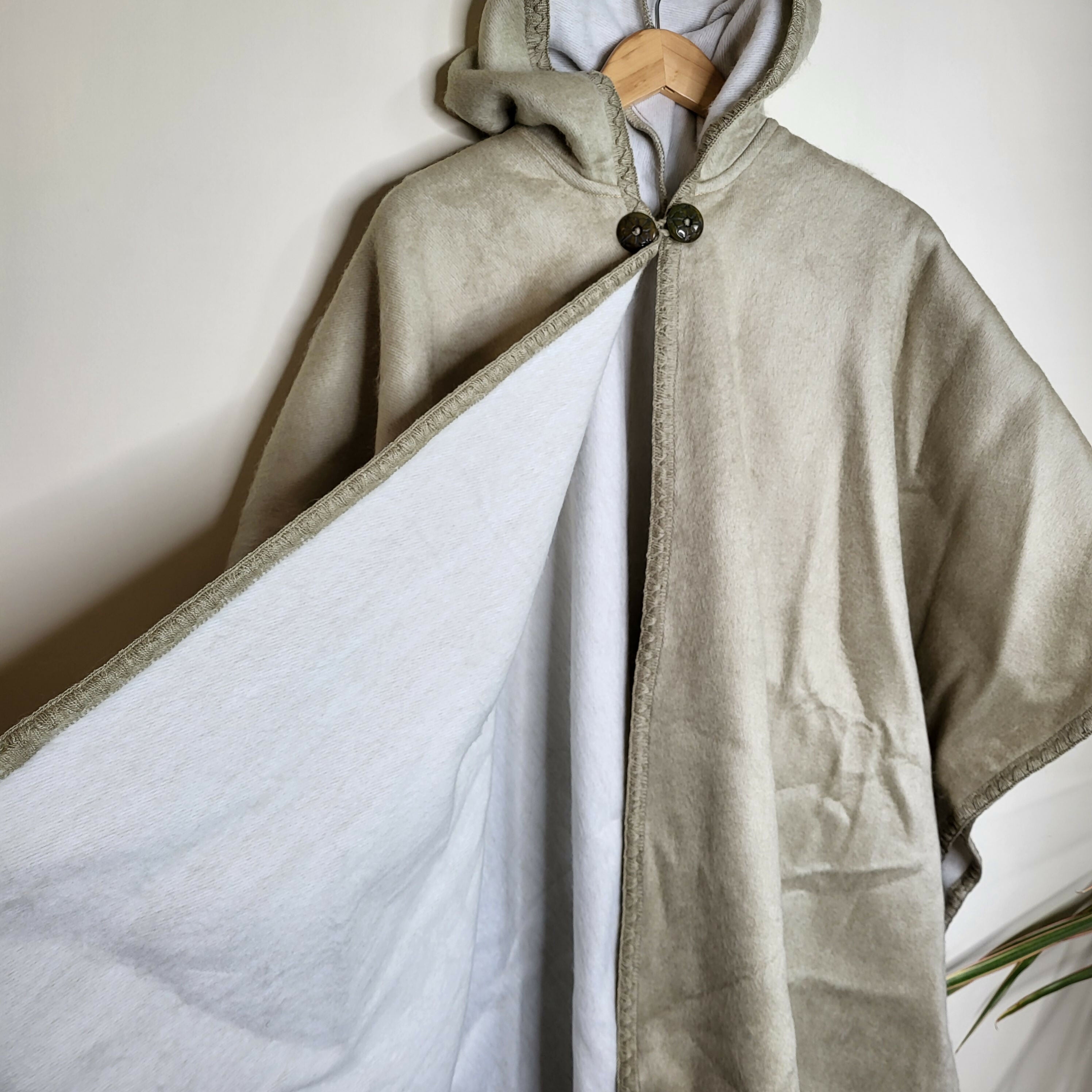 Ecualama patim lightweight baby alpaca hooded cape poncho solid ecru cream