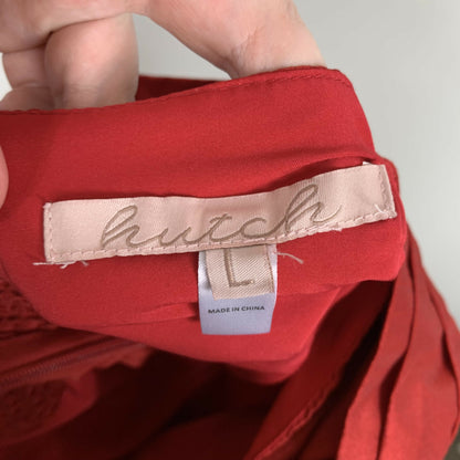 Hutch Este Pleated One Shoulder Bow Top - Red - L