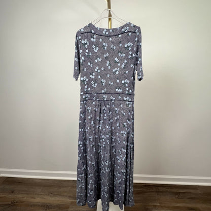 Boden Short Sleeve Printed Jersey Midi Dress Floral Blue Multi/Navy/Heron Blue Daisy/Size 10