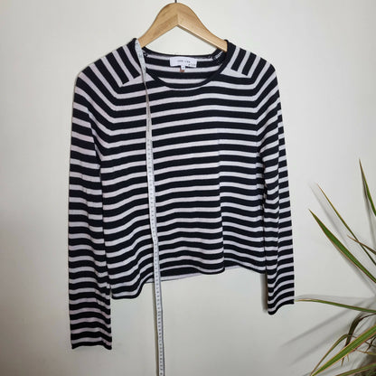 John &amp; Jenn Crew Neck Long Sleeve Striped Sweater - Stripes - Black Multi