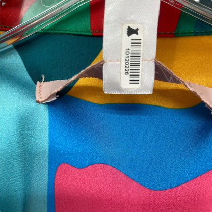 Hutch Tropical Print V-Neck Tie-Front Blouse XS Long Sleeve Multicolor