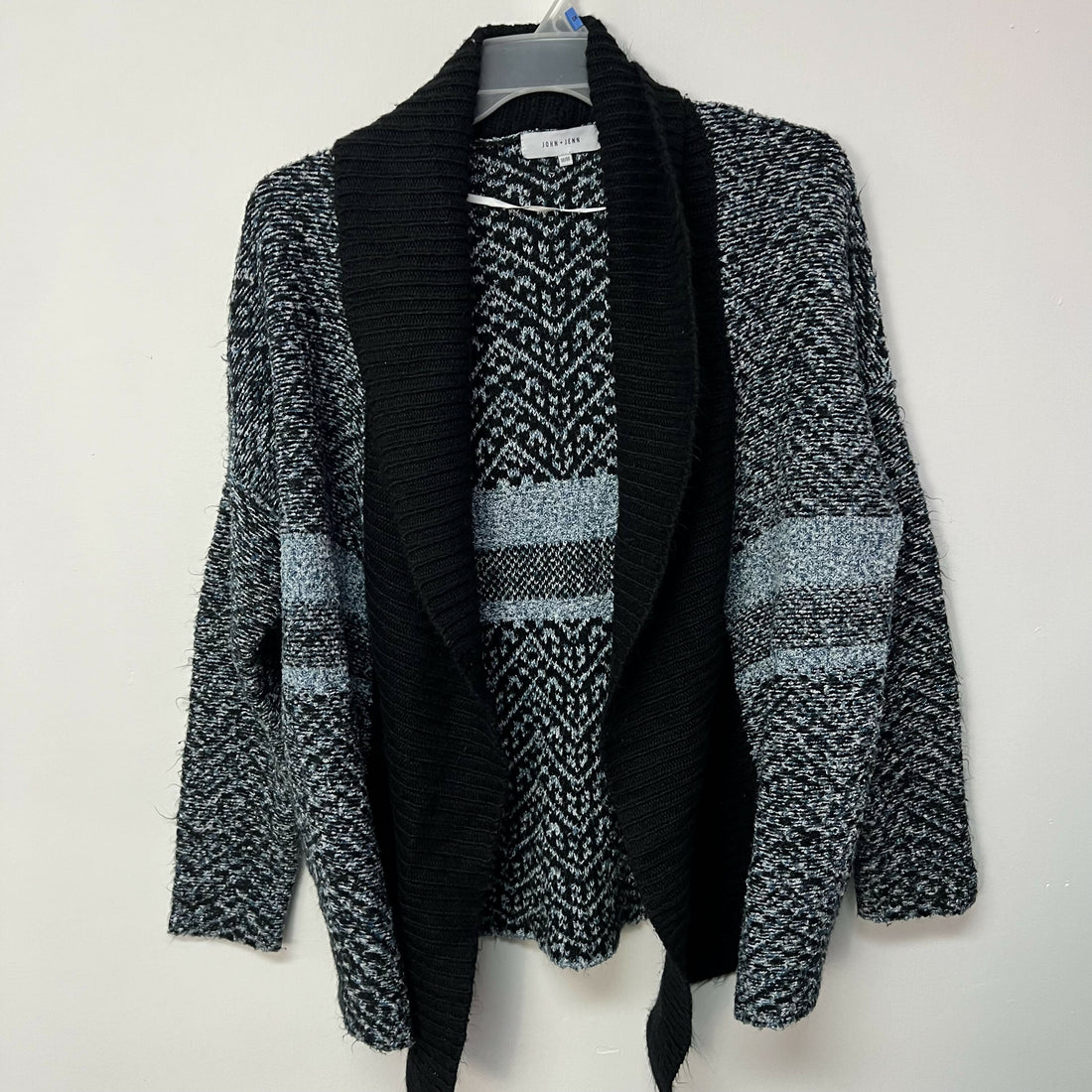 John &amp; Jenn Intarsia Open Front Cardigan - Blue Multi - M