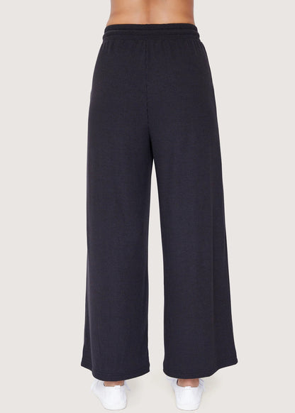 Lost + Wander Bitter Sweet Ribbed Wide Leg Pant - Black - L