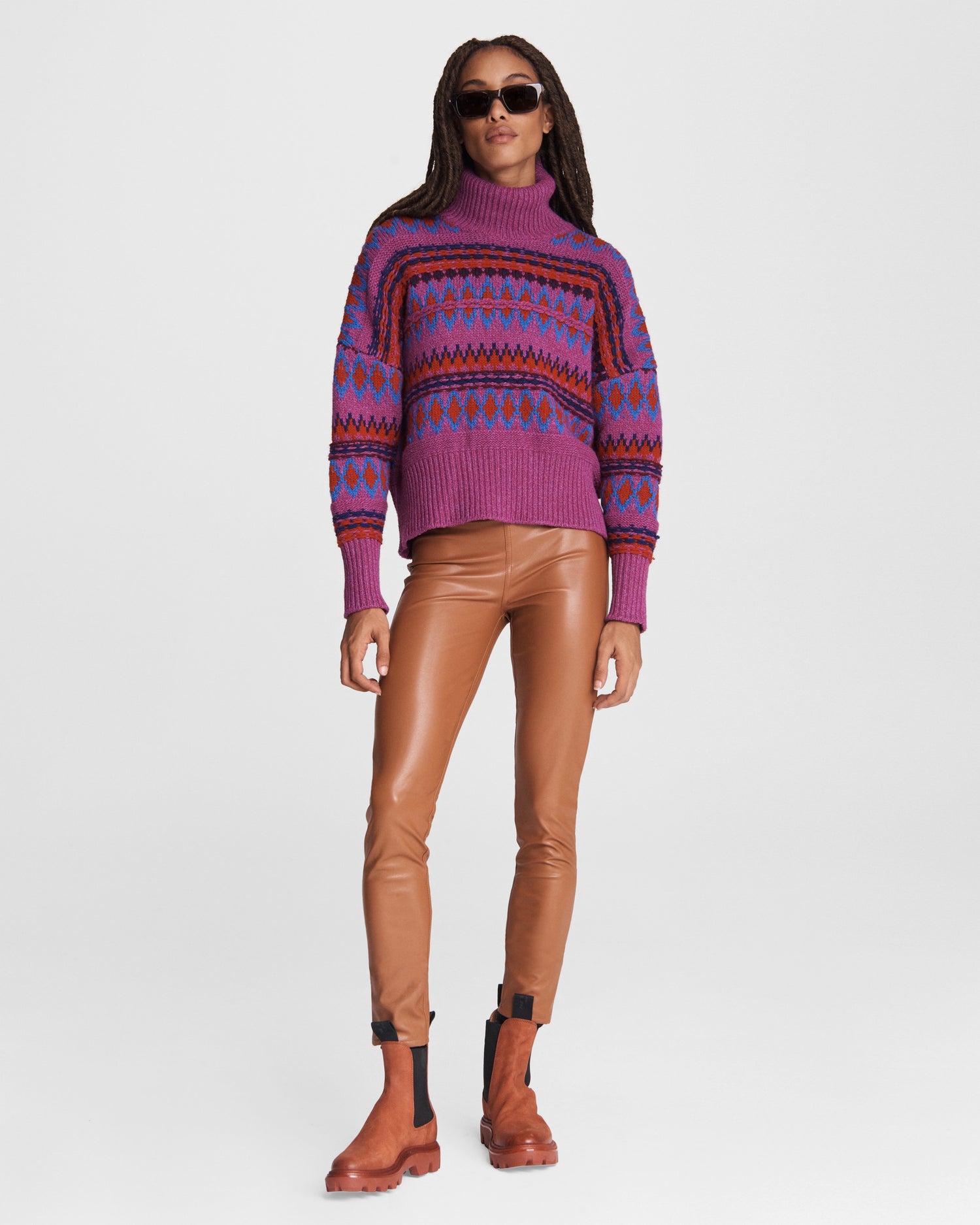 Rag &amp; Bone Willow Wool Fair Isle Turtleneck Size L
