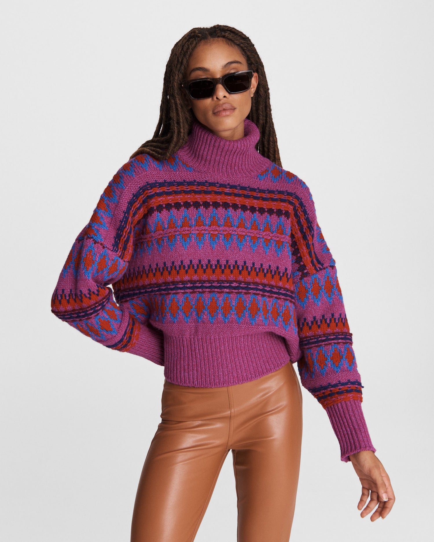 Rag &amp; Bone Willow Wool Fair Isle Turtleneck Size L
