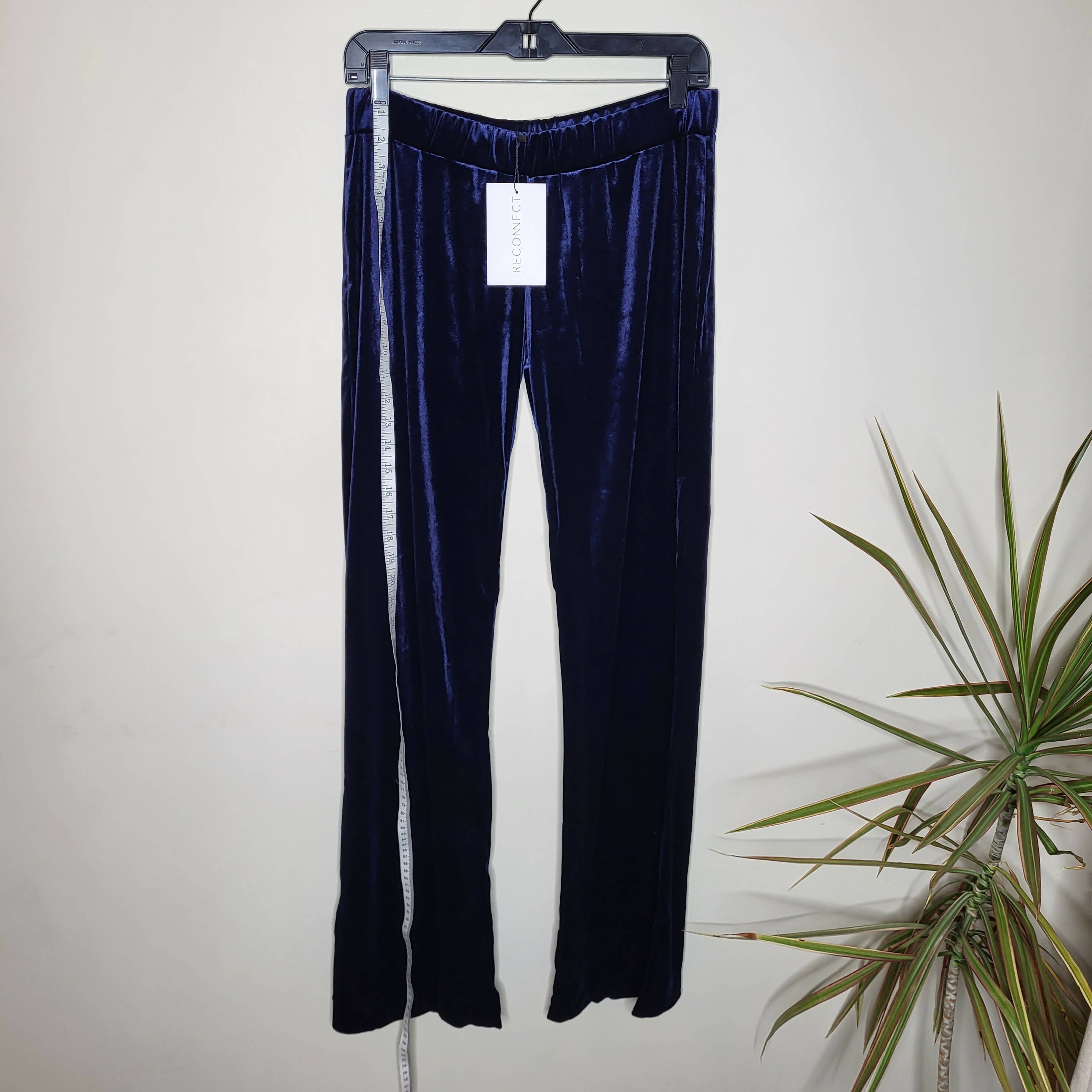 Reconnect Charlotte Straight Leg Velvet Maternity Pants - Blue