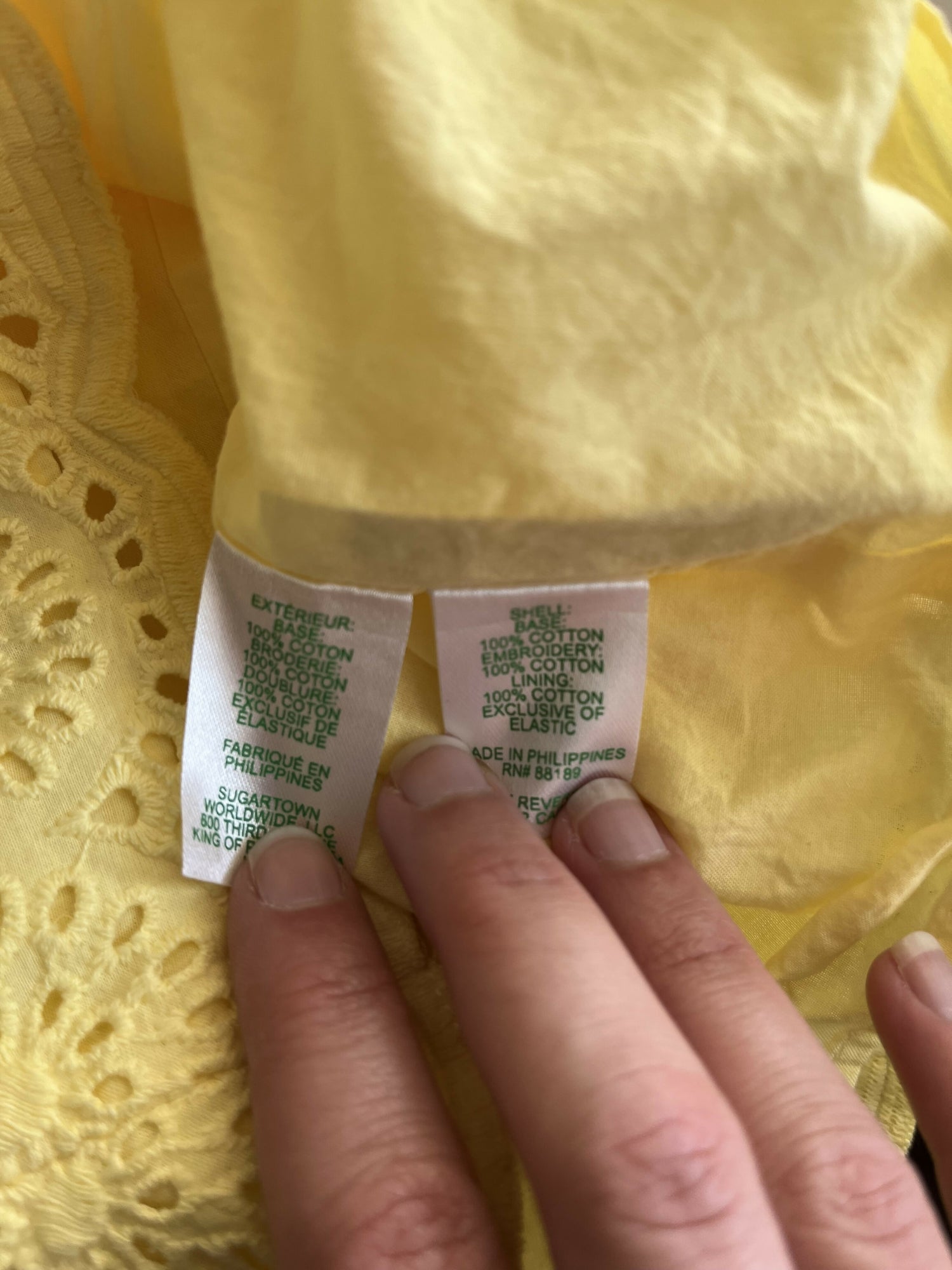 Lilly Pulitzer Ryann Sheath Sleeveless Cotton Dress Eyelet Yellow Creme Fraiche NO BELT size 2