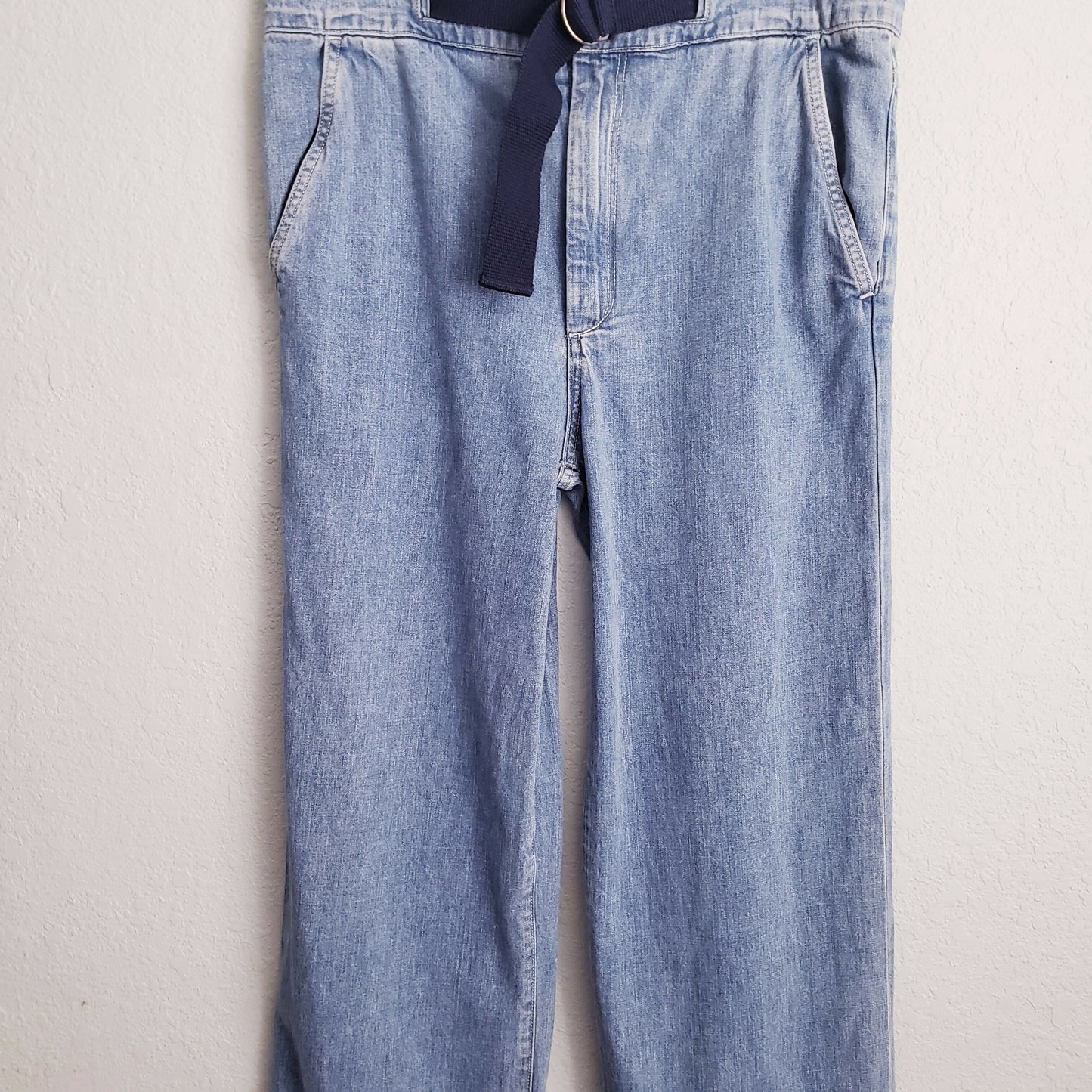 Rag & Bone High-Rise Canvas Belt Wide Leg Jeans - /Blue - 26