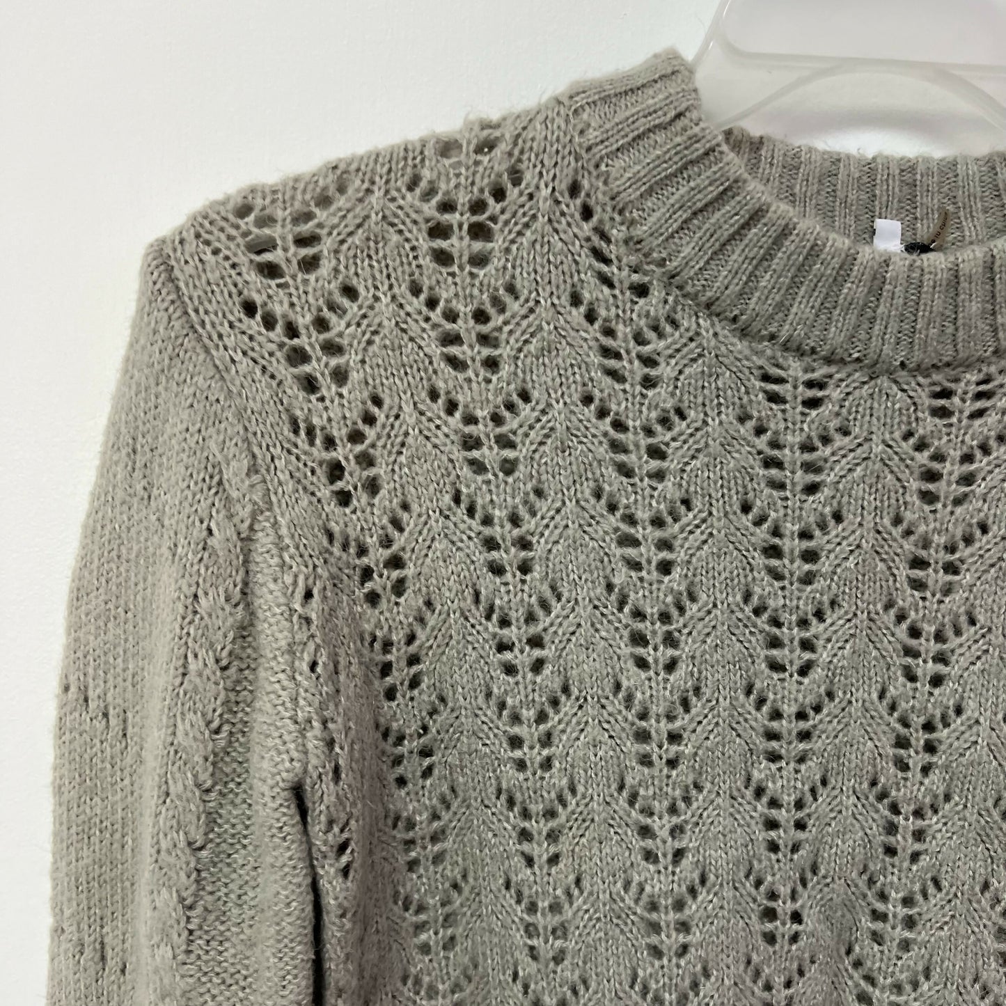 English Factory Eyelet Fuzzy Knit Sweater - /Gray - S