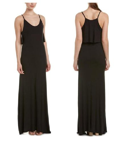 BCBG Maxazria Spaghetti Strap Tiered Maxi Dress - Black - S