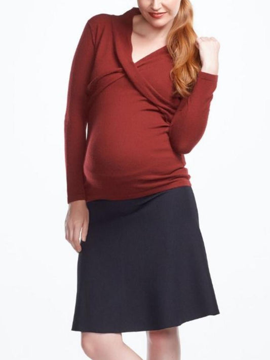 Soon Maternity Riley V-Neck Maternity Sweater - /Red