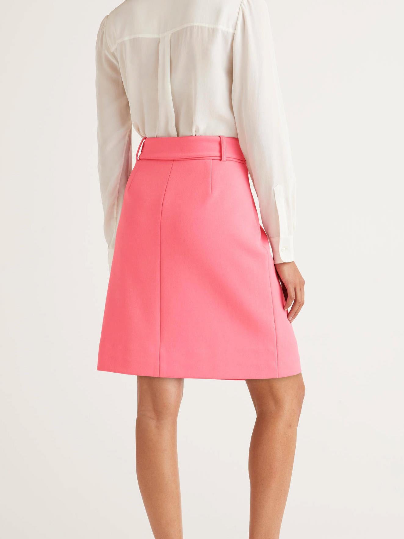 Boden Belted Four-Button A-Line Skirt - Abstract - Pink/Crayon Pink